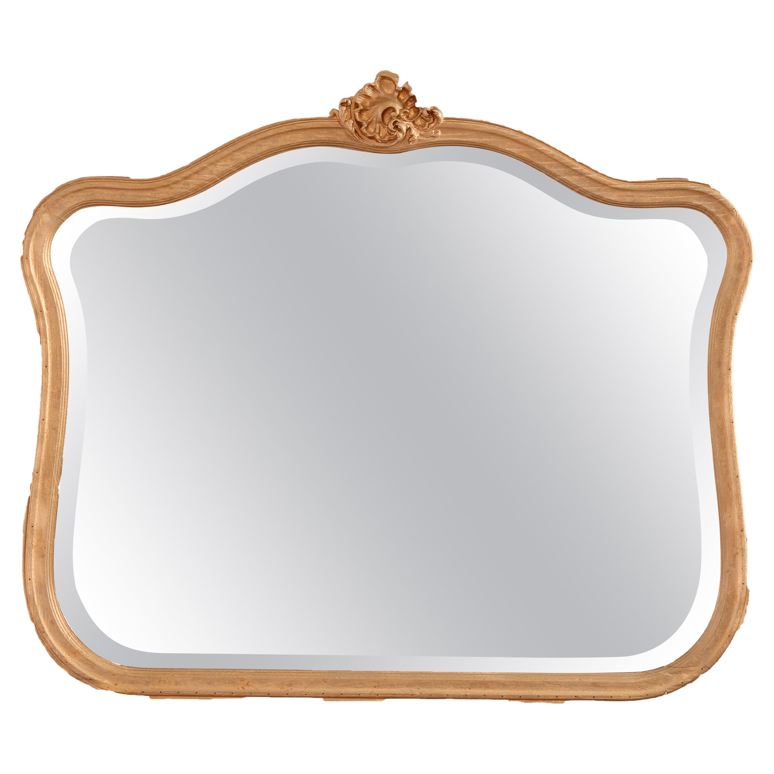 French Rococo Style Giltwood Shaped & Beveled Wall Mirror, 20th C