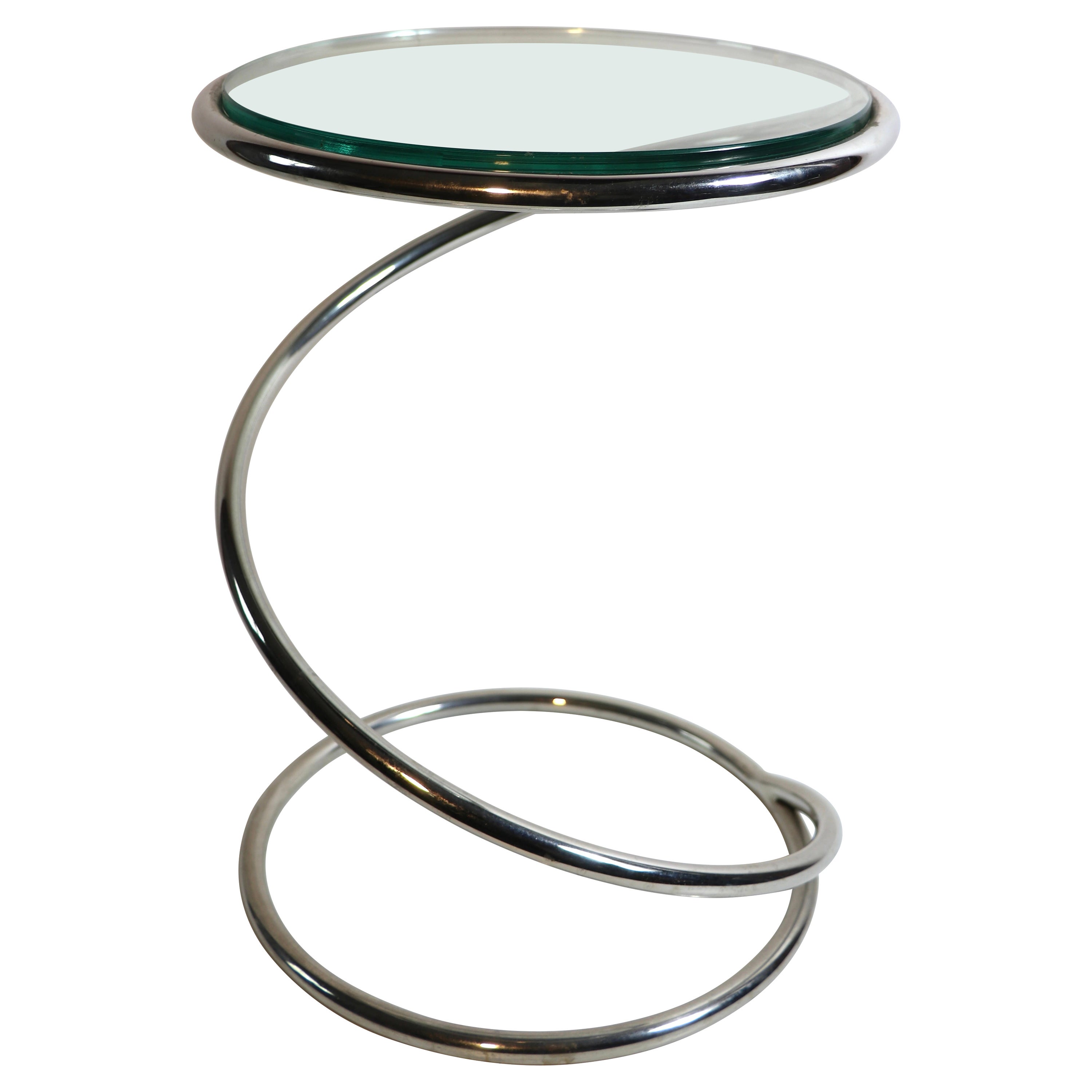 Chrome Spiral Coil Table by Pace For Sale