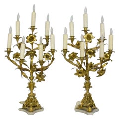 Pair of French Lily Candelabra