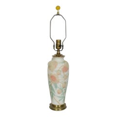 Phoenix Art Glass Lamp with Cream Peony Flower Pattern