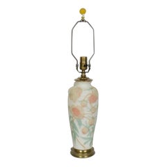 Lampe en verre d'art Phoenix avec motif de fleur de pivoine crème