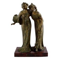 Lucien Charles Edouard Alliot Art Nouveau Bronze Sculpture