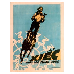 Original Vintage Poster Vietnam Central People's Circus Acrobat Horse Music Act