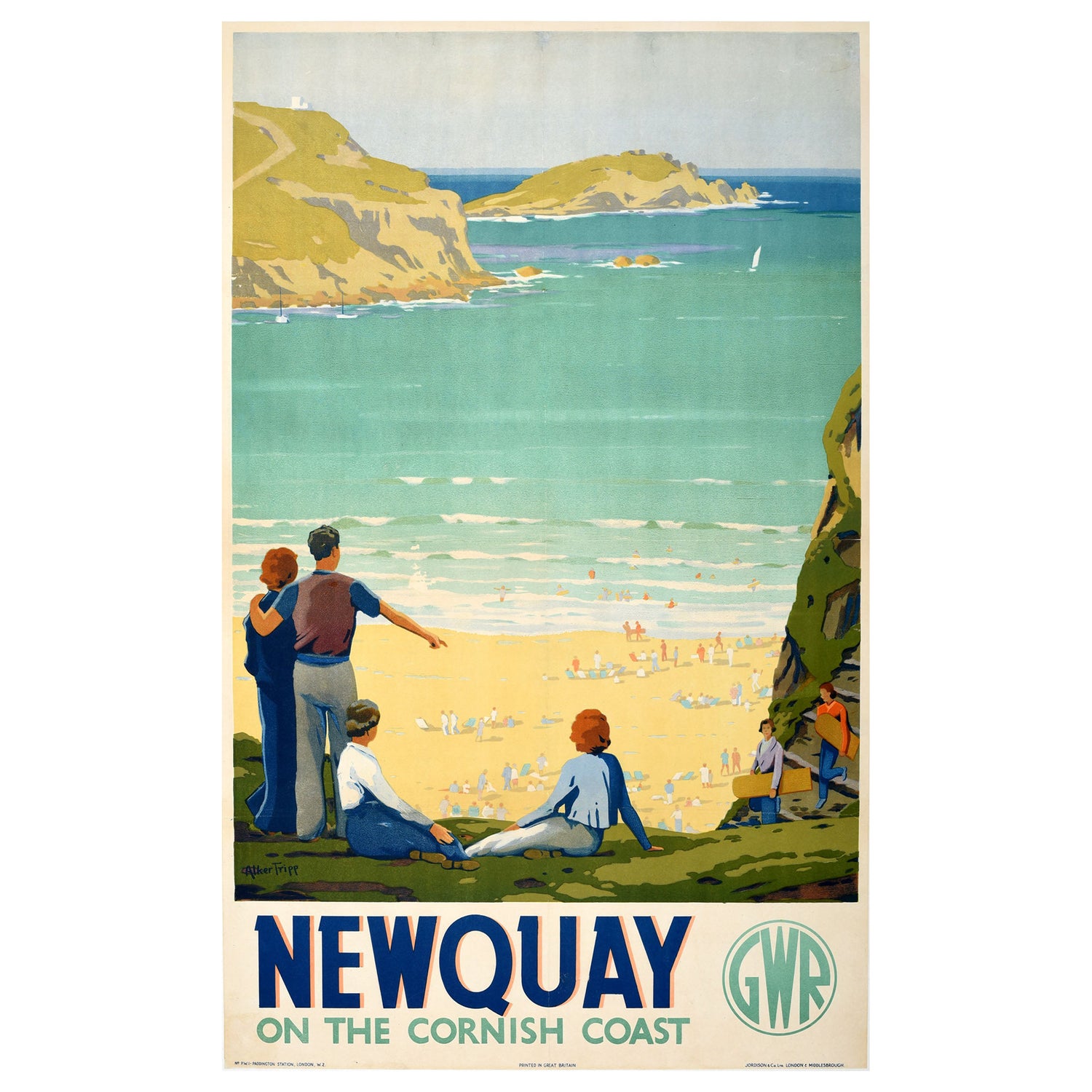 VINTAGE 1936 CORNWALL GWR TRAVEL A4 POSTER PRINT