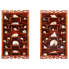Unusual Pair of Chinese Hanging Cabinets with Fret Decoration