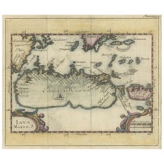 Beautiful Hand-Coloured Miniature Map of the Island of Java, Indonesia, ca.1702