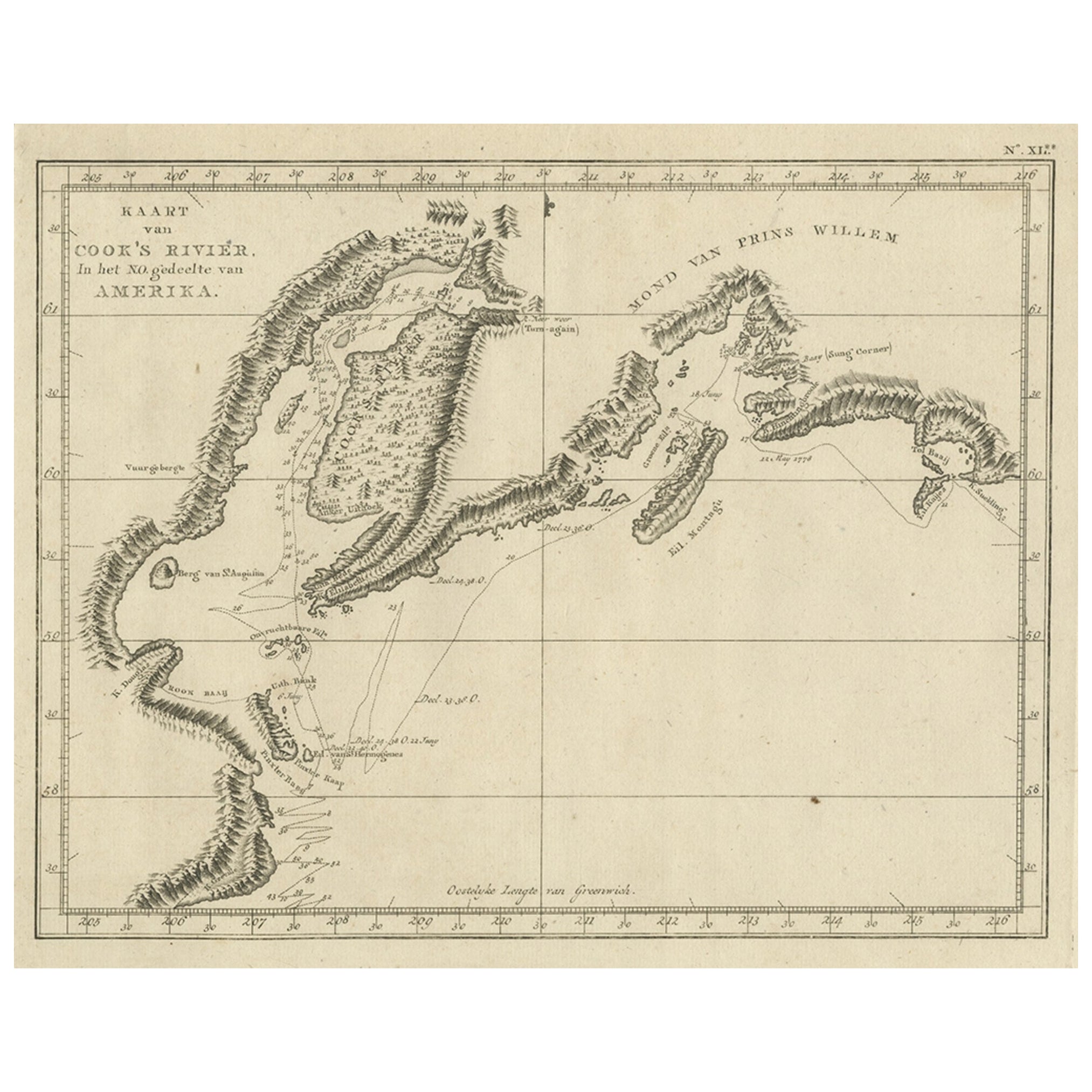 Original Chart Showing the Region between Cape Grenville and Cape Suckling, 1803 For Sale