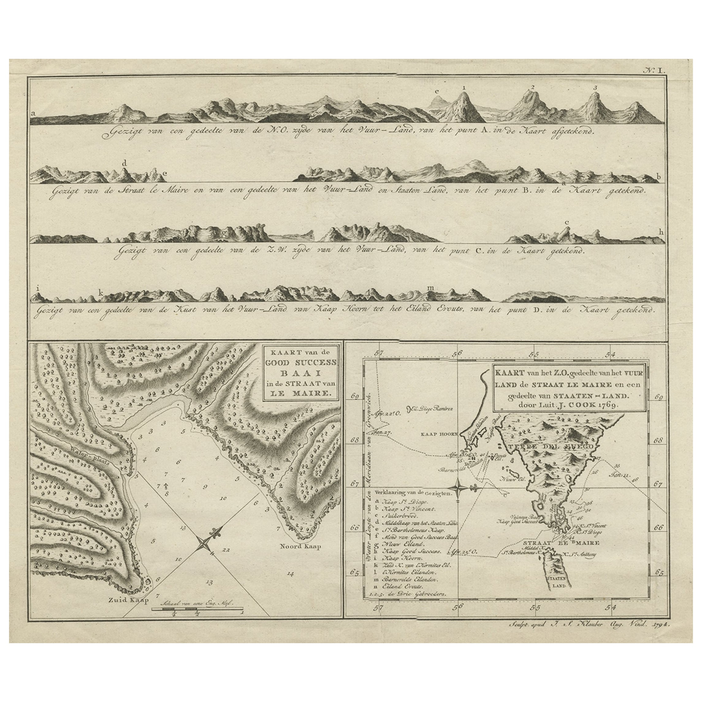 Carte ancienne du fleuve Le Maire entre Terra Fuego et Staten Island, 1803