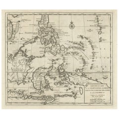 Antique Old Map of the Philippines and Part of Indonesia 'Spice Islands', 1744