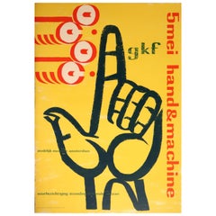 Original Retro Poster For The GKF Exhibition Hand And Machine Stedelijk Museum