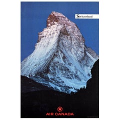 Original Used Travel Poster Switzerland Air Canada Zermatt Matterhorn Alps