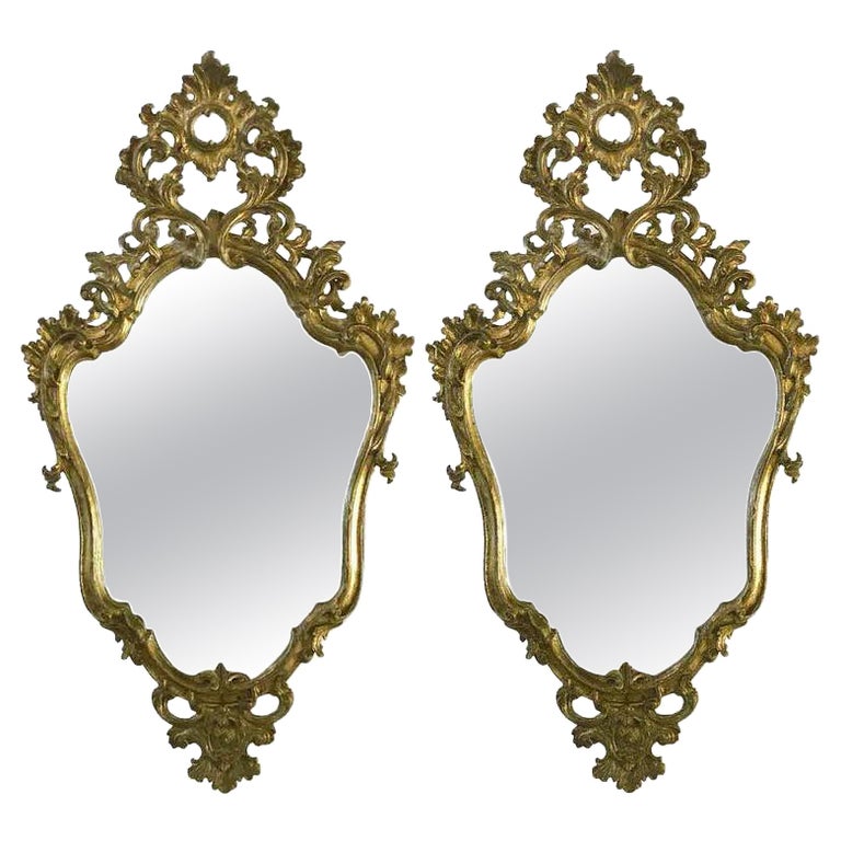 18th Century Pair of Italian Louis XV Mirrors For Sale at 1stDibs