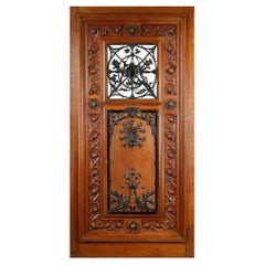 "Thistles" Iron and Wood Front Door Attributed to E. Robert, France, circa 1910