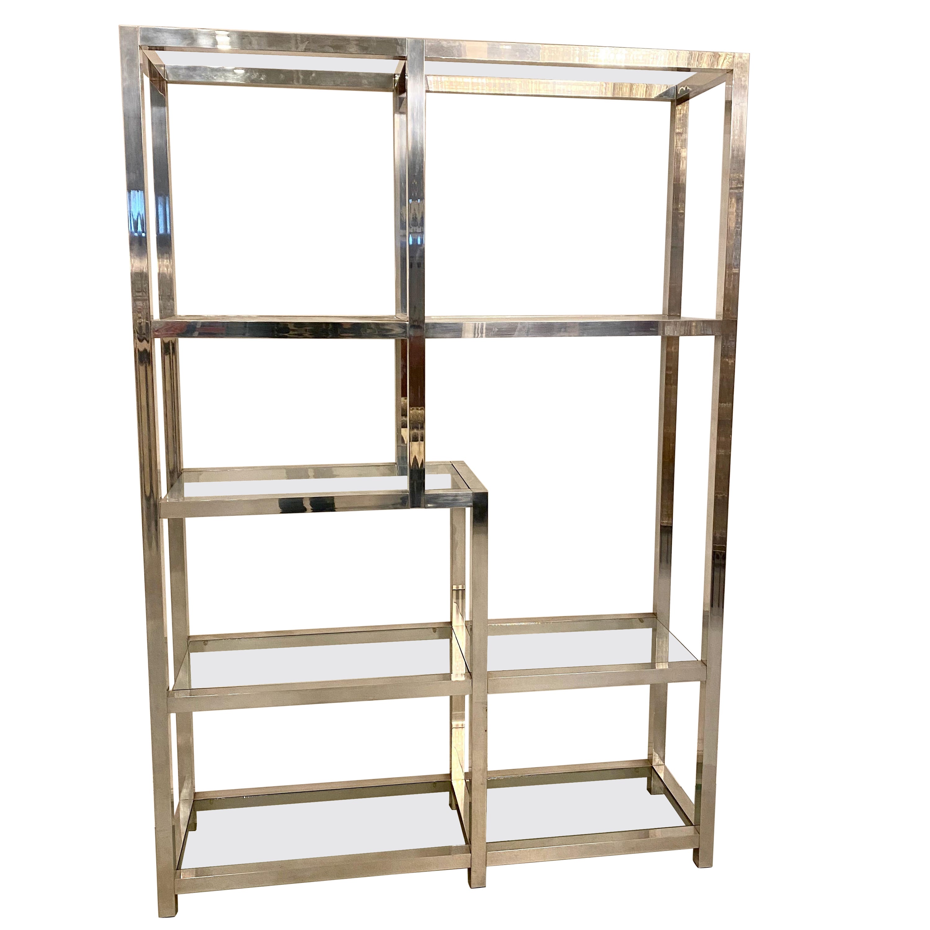Mid Century Modern Chrome  and Glass Etagere Display Case