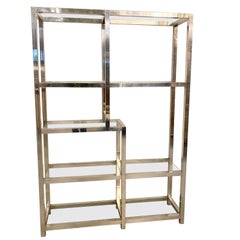 Vintage Mid Century Modern Chrome  and Glass Etagere Display Case