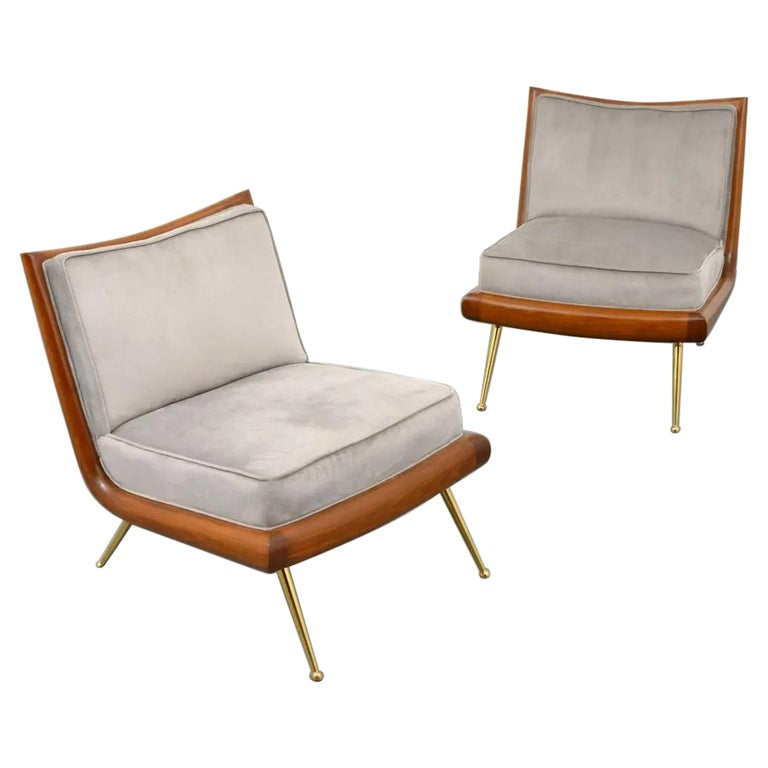 Pair T.H. Robsjohn-Gibbings Lounge Chairs For Sale