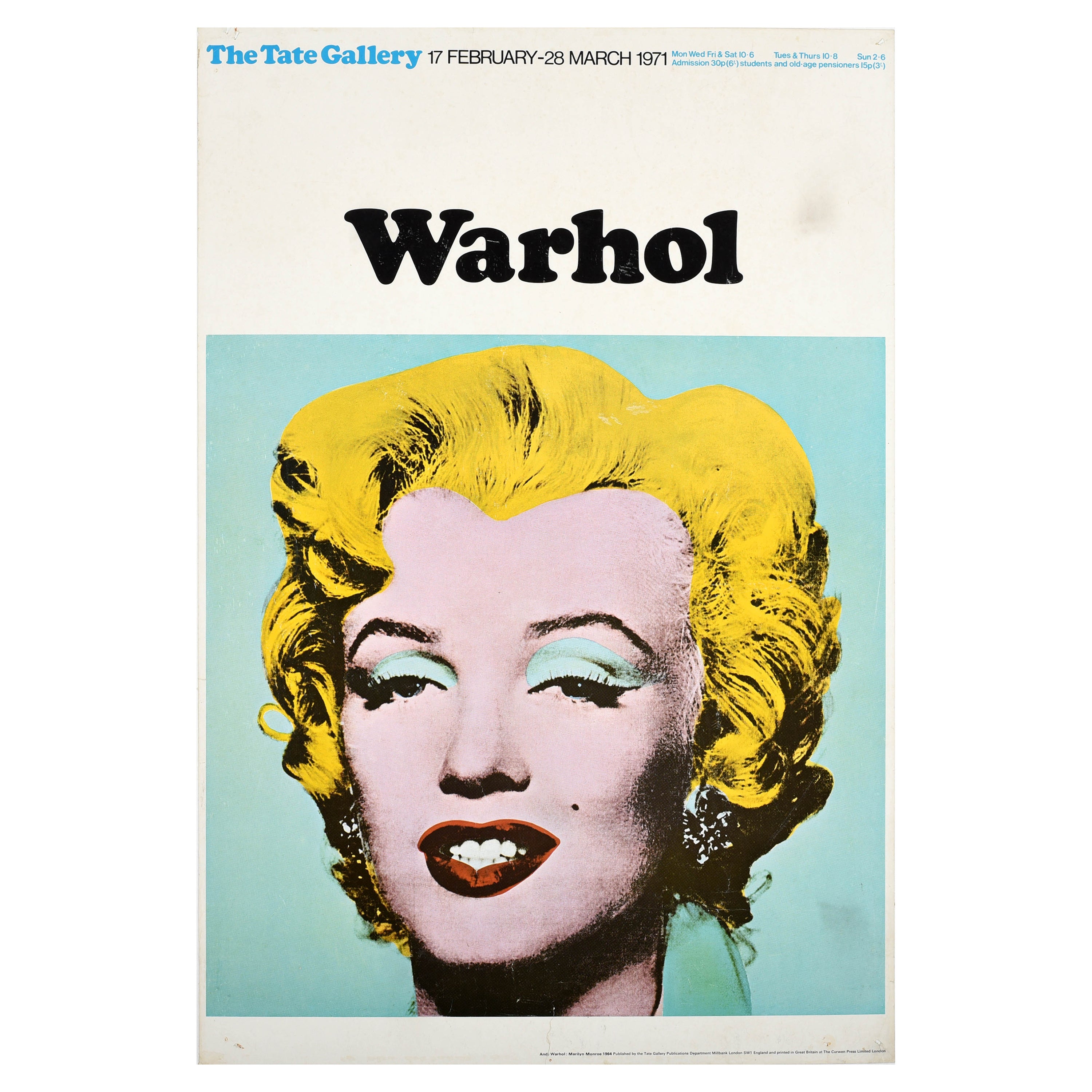 Wolkenkrabber Doordeweekse dagen dwaas Original Vintage Poster Warhol Exhibition Marilyn Monroe Pop Art Tate  Gallery at 1stDibs