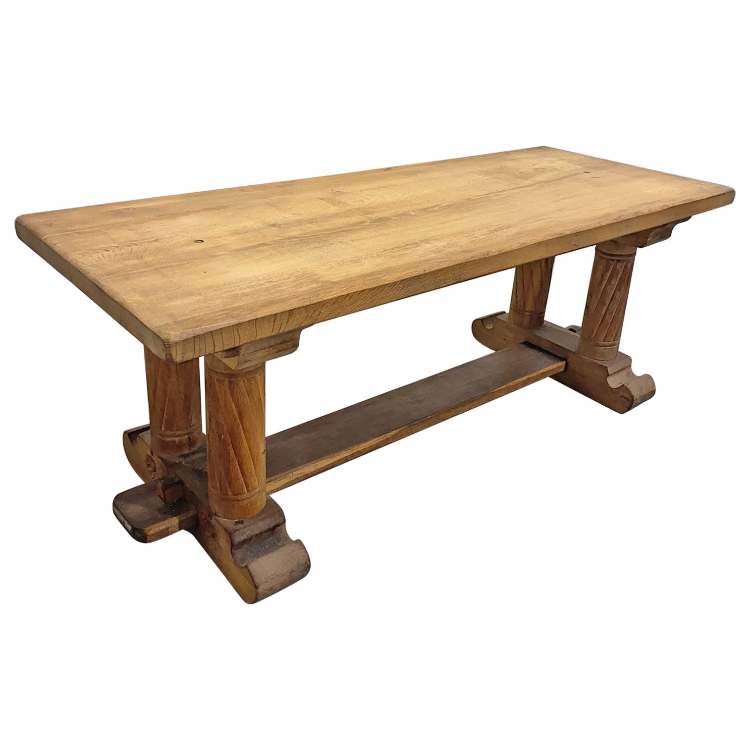 Neo Gothic Style Table in Solid Oak, Assembled by Keys, Disassembles Completely For Sale