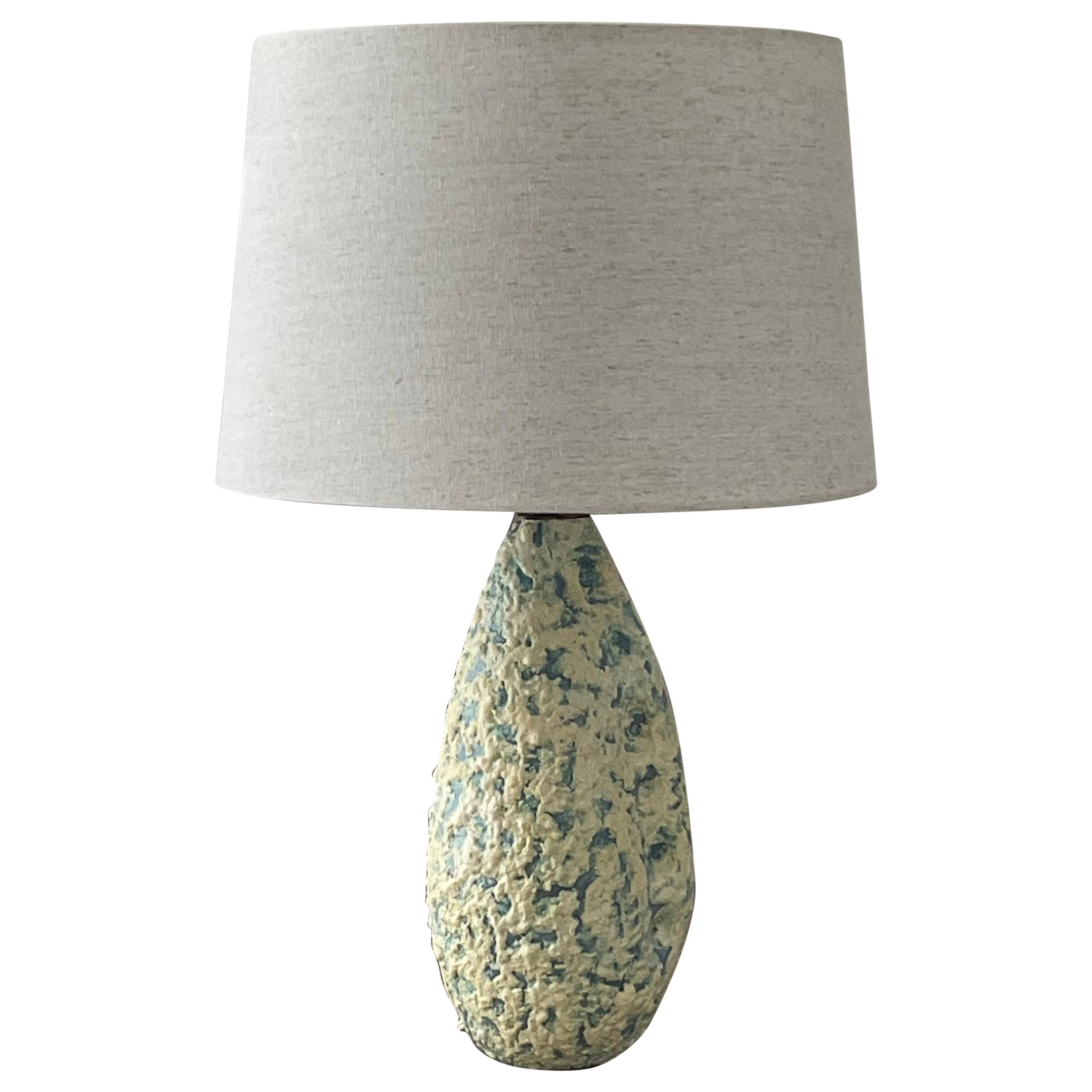 Marcello Fantoni Organic Shaped Ceramic Lamp with Heavy Texture Lava Glaze