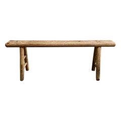 Vintage Elm Wood Skinny Bench