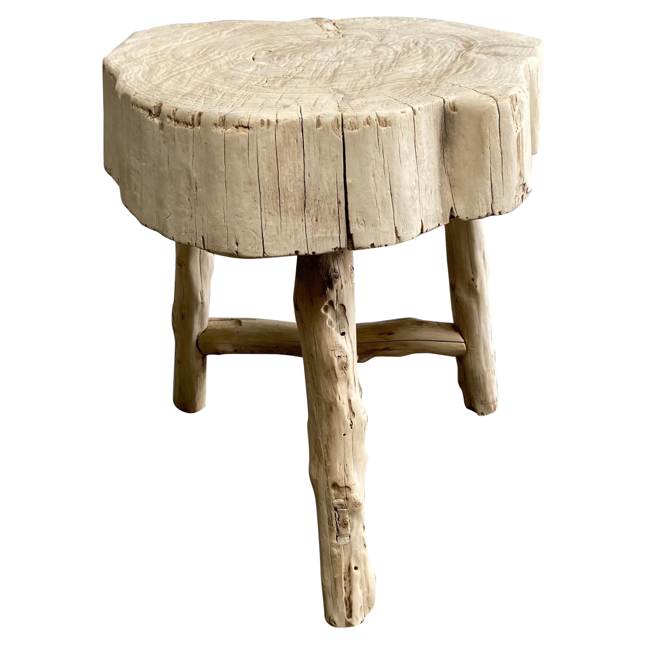 Tree Stump Table With Iron And Brass Legs For Sale at 1stDibs