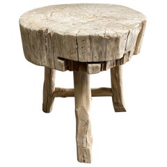 Vintage Rustic Wood Stump Side Table