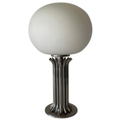 Exclusive Design Chrome and Opal Glass Table Lamp, 1970s, Italy