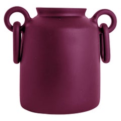 Modern 21st Century "Magenta Low Mitla" Resin Vase from Mexico