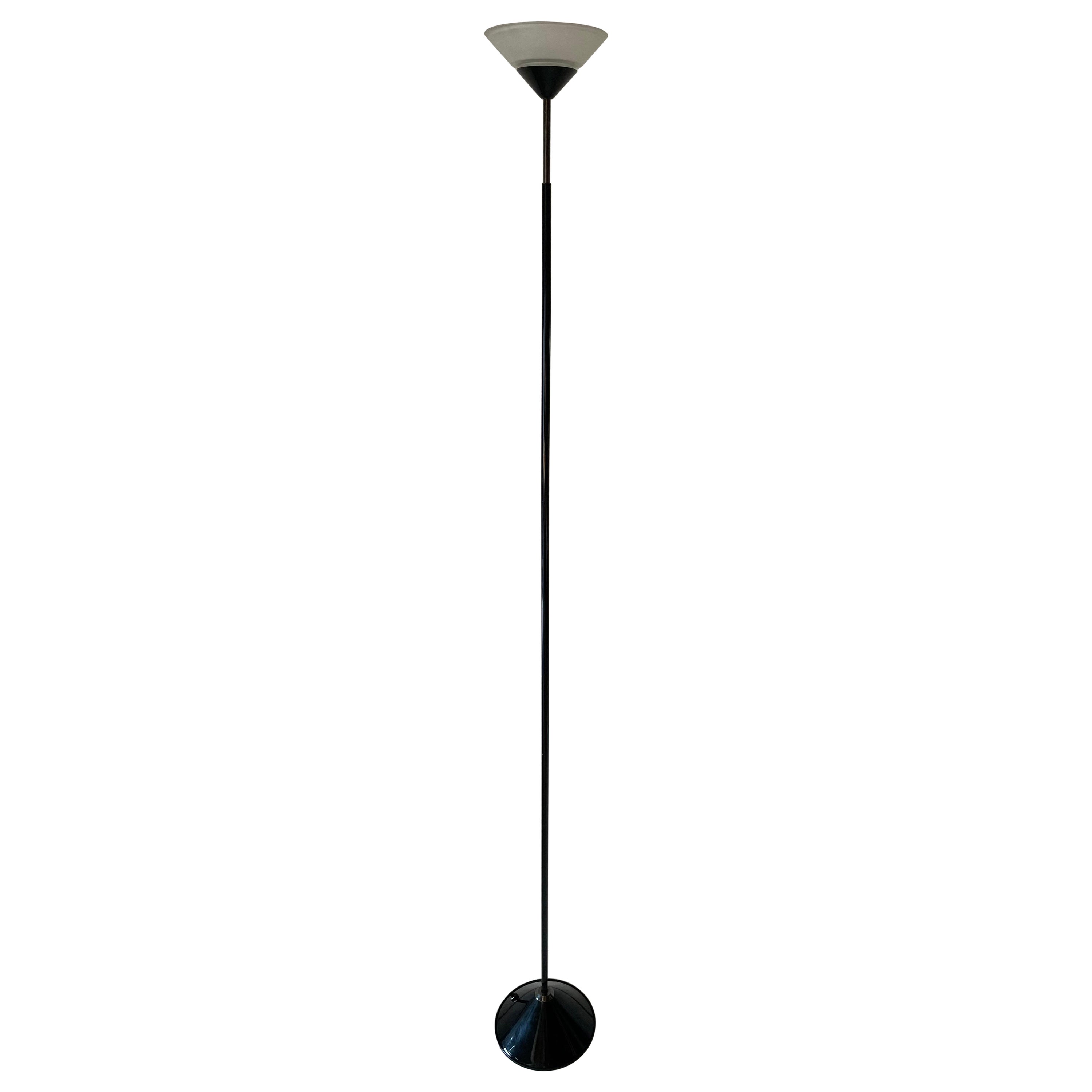 Lampadaire conique en verre et métal noir de Tronconi, 1970, Italie