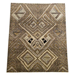 Custom Made Turkish Wool Rug in Brown Black and Gray