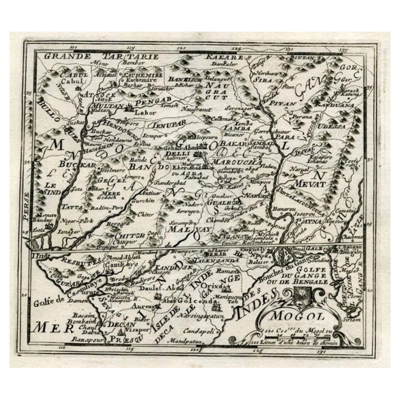 Map of Northern India and Pakistan 'Mogol', Showing Kabul, Delhi Etc., 1758