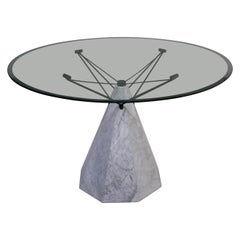Carrara Marble Dining Table with Glass Top, Italy, 1970's