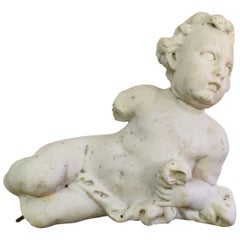 Large 17/18th Century Italian Carved Carrara Marble Baroque Angel Fragment