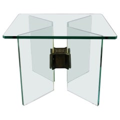 Side Table by Peter Ghyczy, Glass & Brass, Germany, 1970s