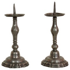 Pair of 18th Century French Pewter Candleholders