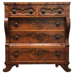 Antique 19th Century Early Empire Flame Mahogany Chest of Drawers