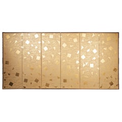 Japanese Six Panel Screen: Abstract Gold Leaf
