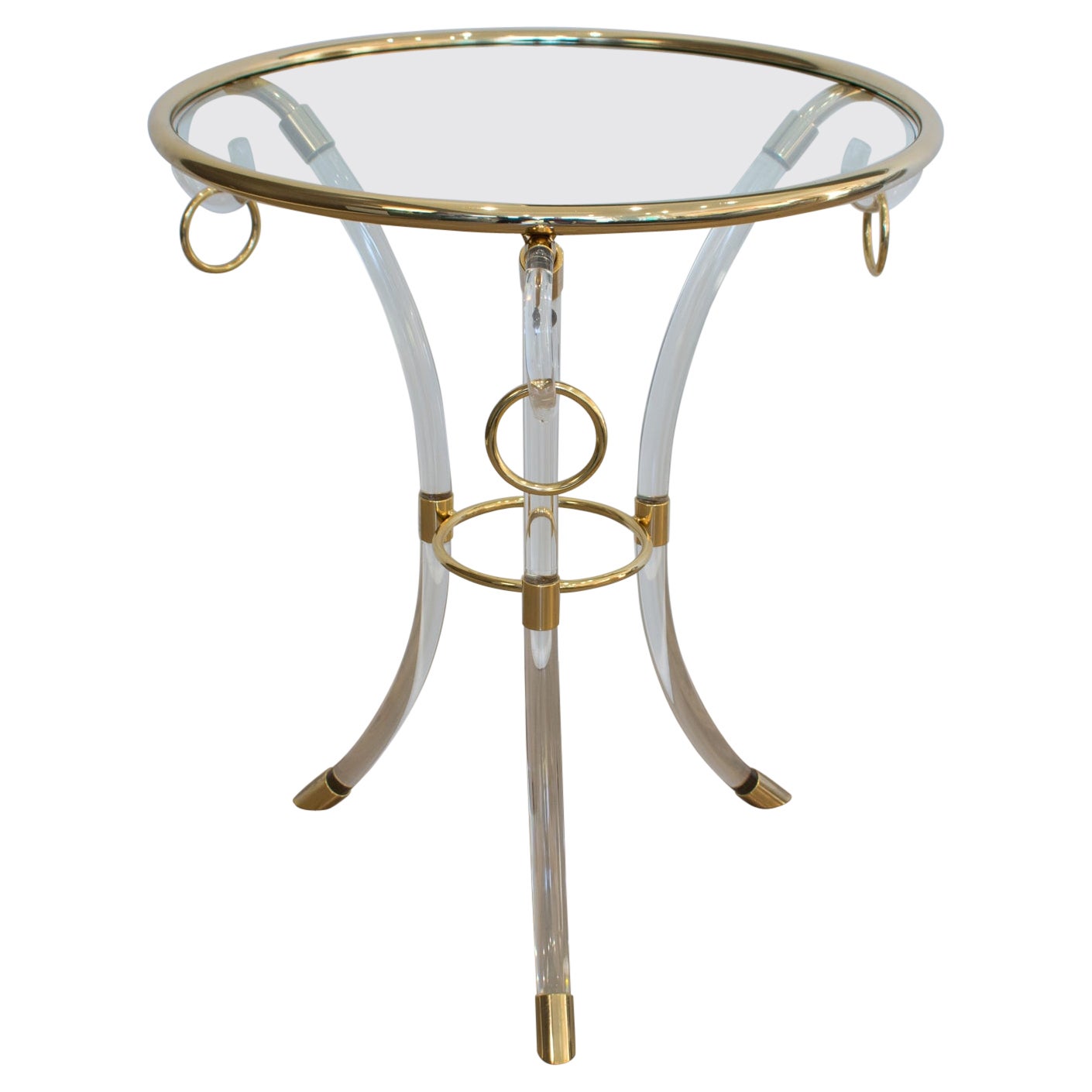 Attributed to Charles Hollis Jones Lucite and Brass Coffee Side Table