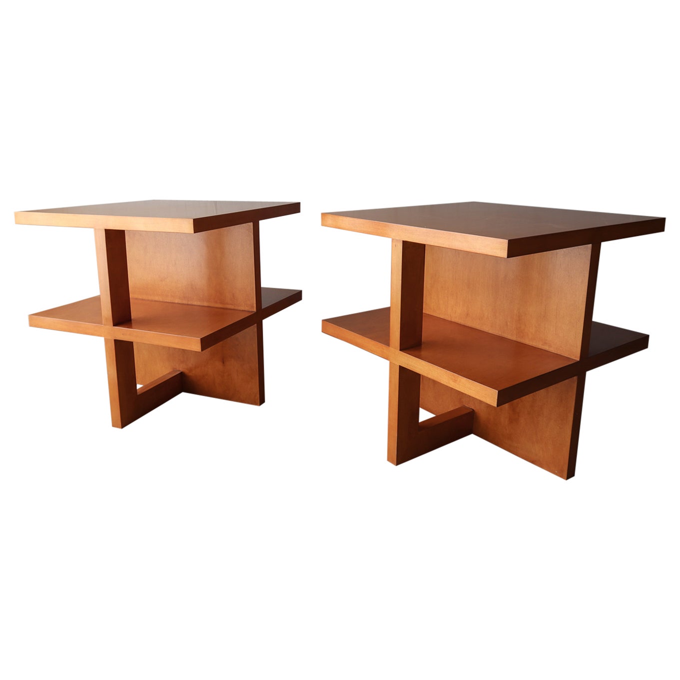 Pair of Large Scale Architectural Cube Side Tables
