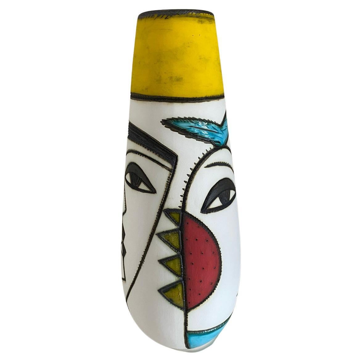 Charmaine Haines 'South African' Art Pottery, Face and Fish Vase For