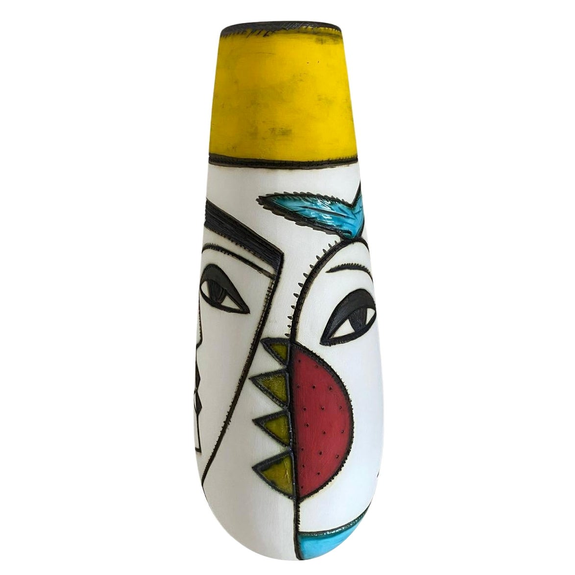 South African Art Pottery by Charmaine Haines, Conical Face Vase, 21st Century For Sale