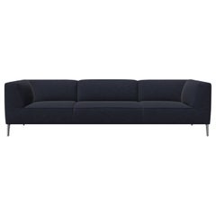 Moooi Dreisitziges Sofa So Good mit indigoblauer Polsterung und polierten Aluminiumfüßen