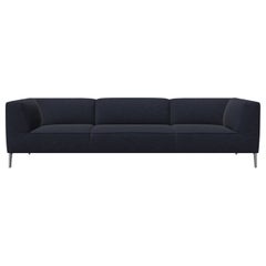 Moooi Triple Seat Sofa So Good in Indigo Upholstery with Polished Aluminum Feet