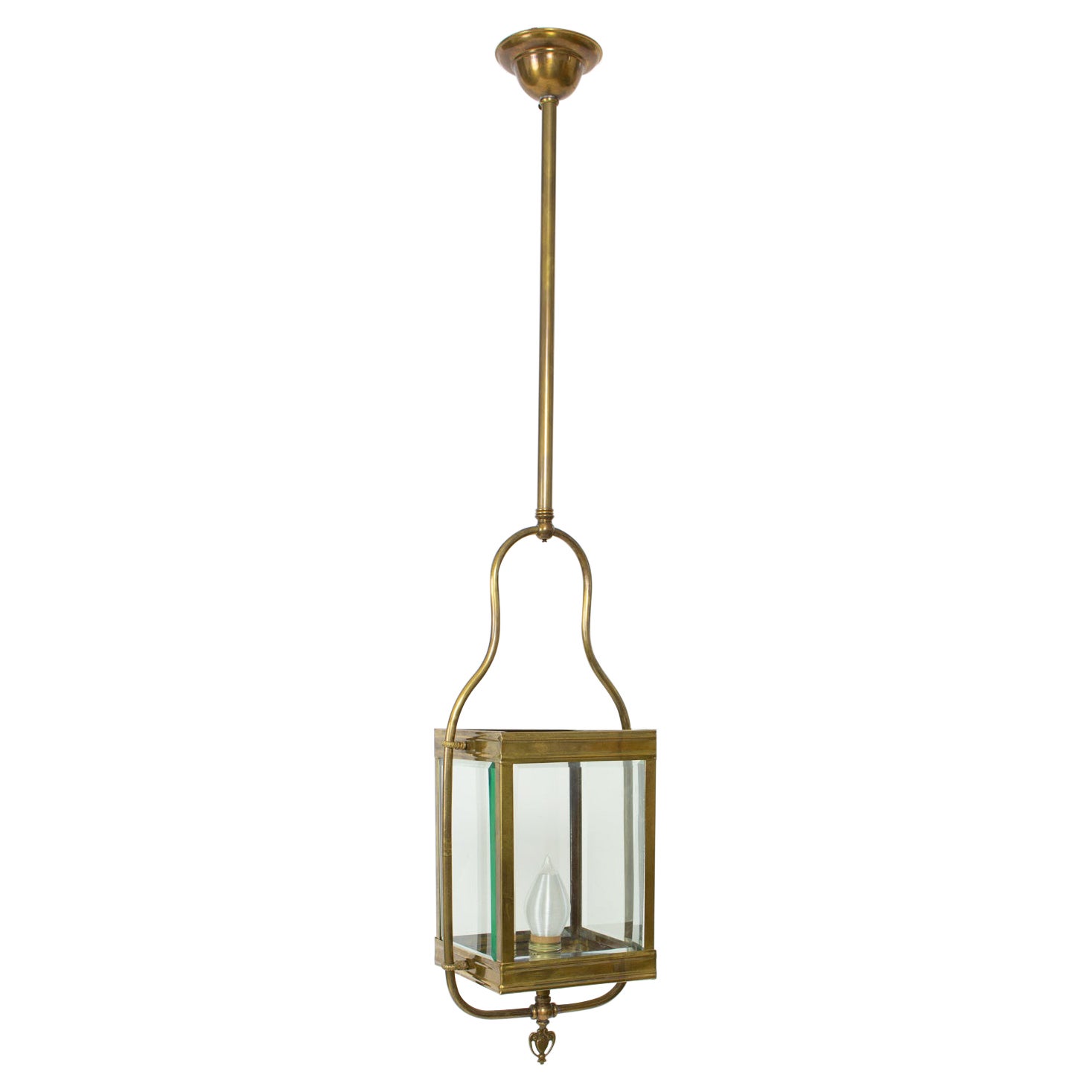 Square Gas Lantern with Clear Beveled Glass For Sale