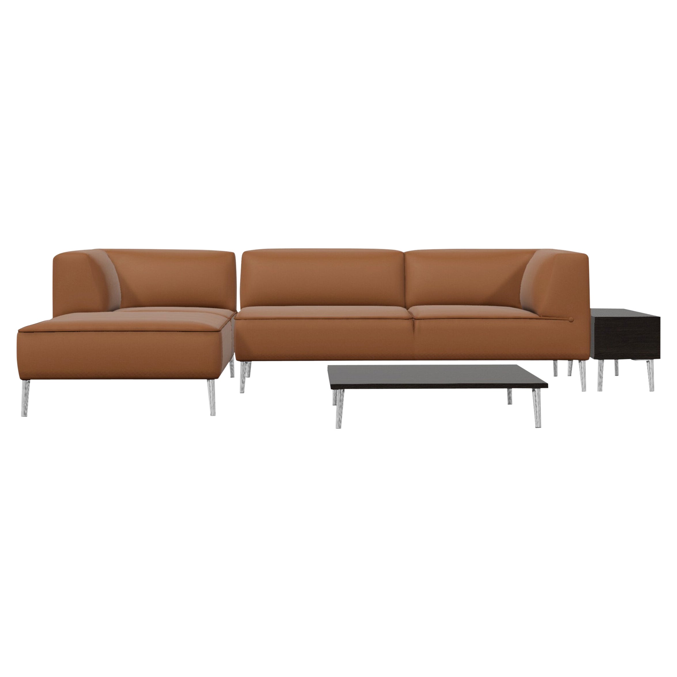Moooi Sofa So Good Chaise Longue Left with Elements in Shade Ochre Upholstery