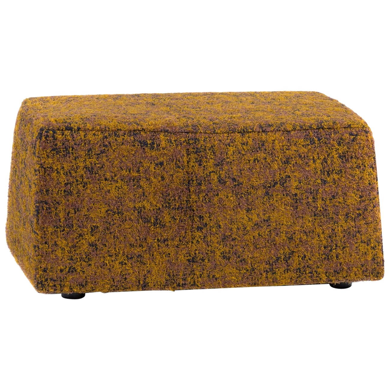 Moooi SLT Footstool in Bearded Leopard Jacquard Mustard Upholstery & Wood Frame For Sale