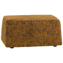 Moooi SLT Footstool in Bearded Leopard Jacquard Mustard Upholstery & Wood Frame