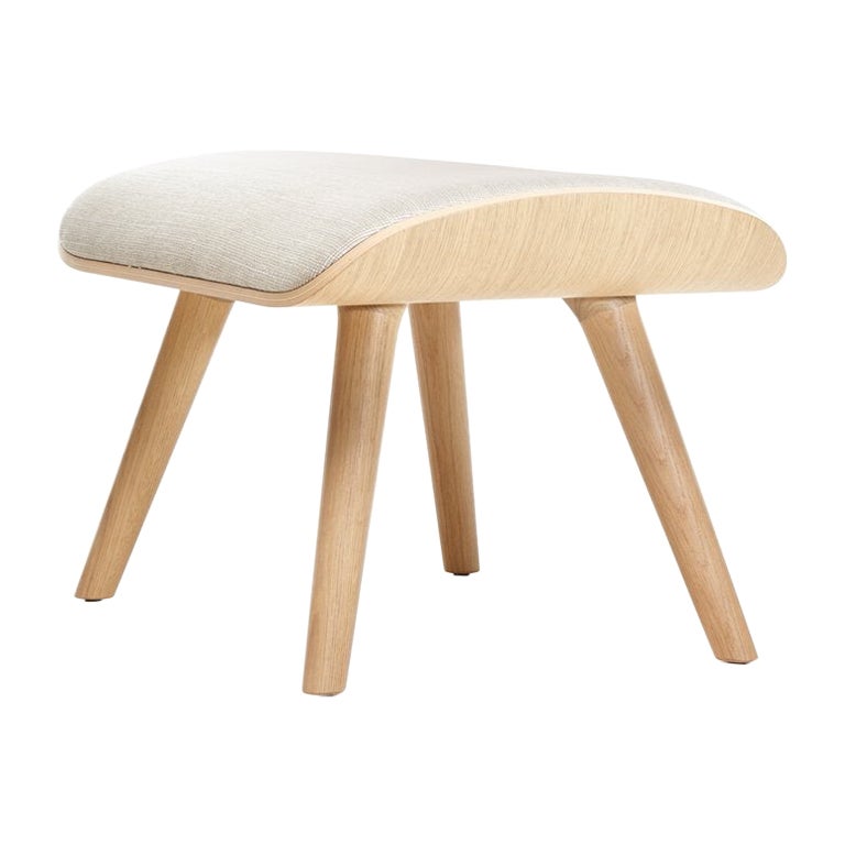 Moooi Nut Footstool in Oray Cream Upholstery with Oak Stained White Wash Frame For Sale