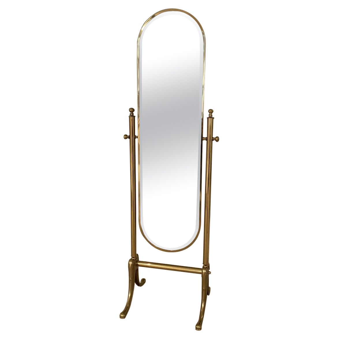 Tilting Elegant Brass Dressing Mirror-60s-70s France