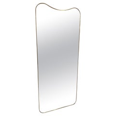 1960s Italy Brass Mirror-Lovely Curvature in Bowed Top